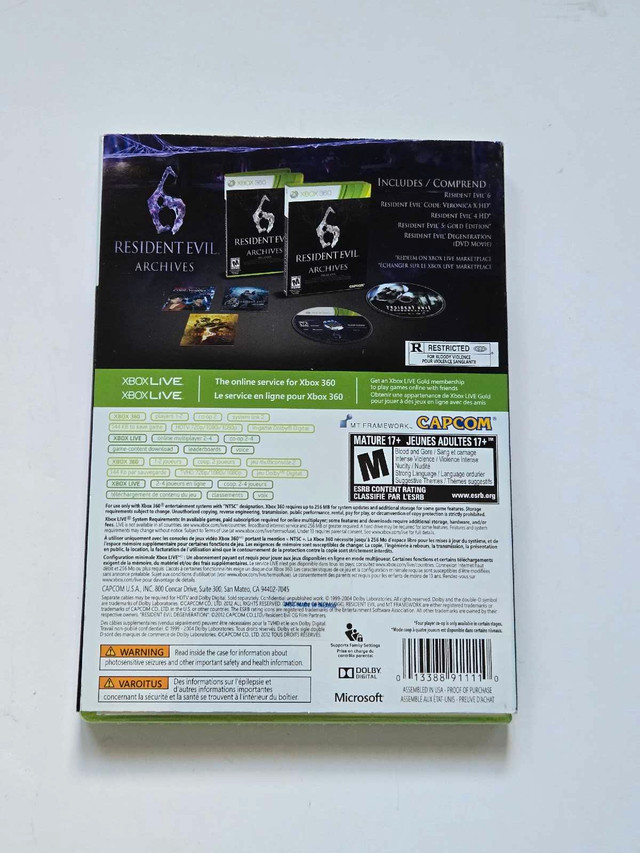 *SEALED* Resident Evil 6 Archives Xbox 360 - photo 2