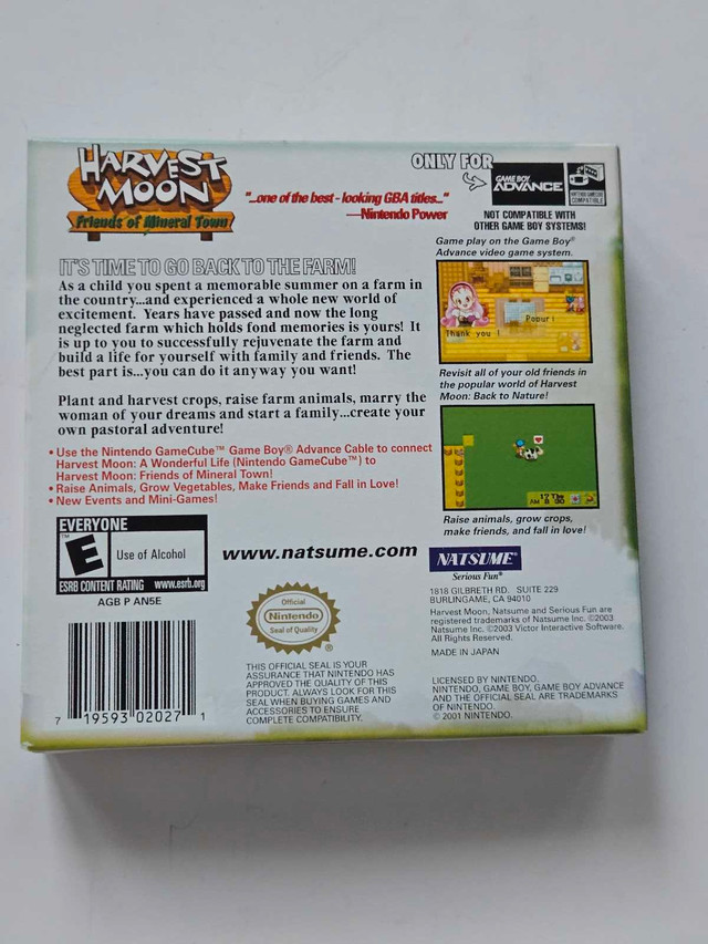 Harvest Moon Friends of Mineral Town GBA BOX & MANUAL ONLY - photo 2