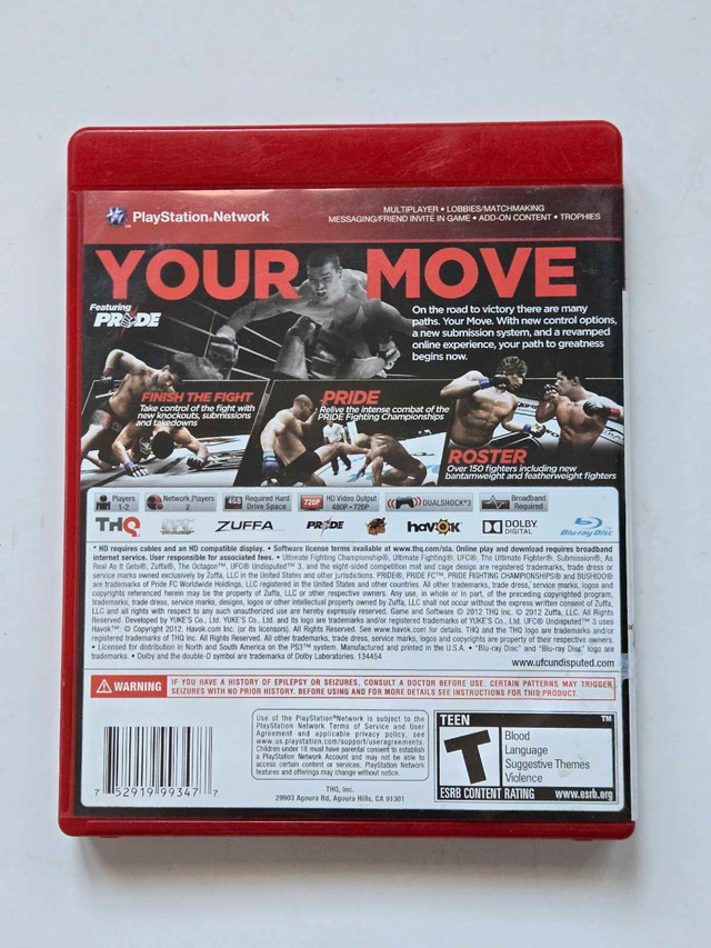 UFC Undisputed 3 Playstation 3 [Greatest Hits] - photo 2