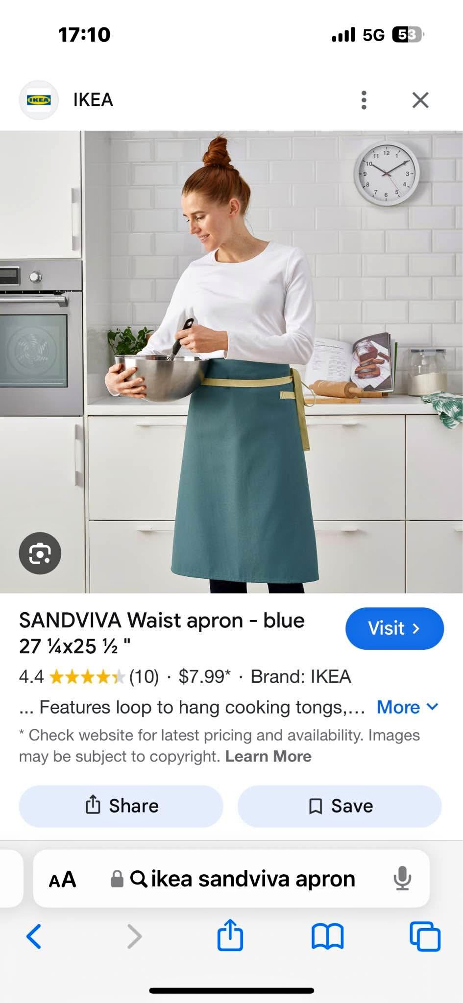 New IKEA SANDVIVA waist apron RRP $7.99