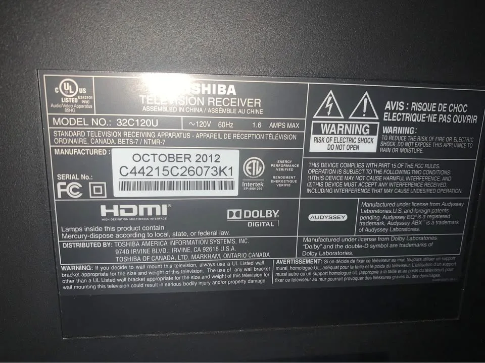 Toshiba 32” TV image indicator(2)