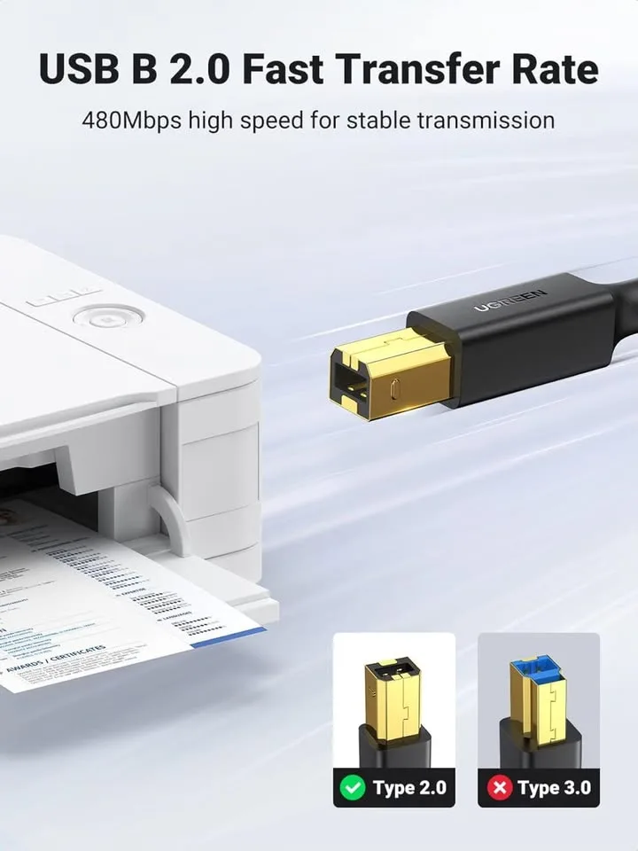 Printer cable, USB A to B, 16ft long image indicator(2)