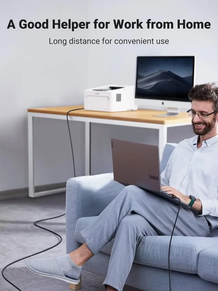 Printer cable, USB A to B, 16ft long image indicator(3)