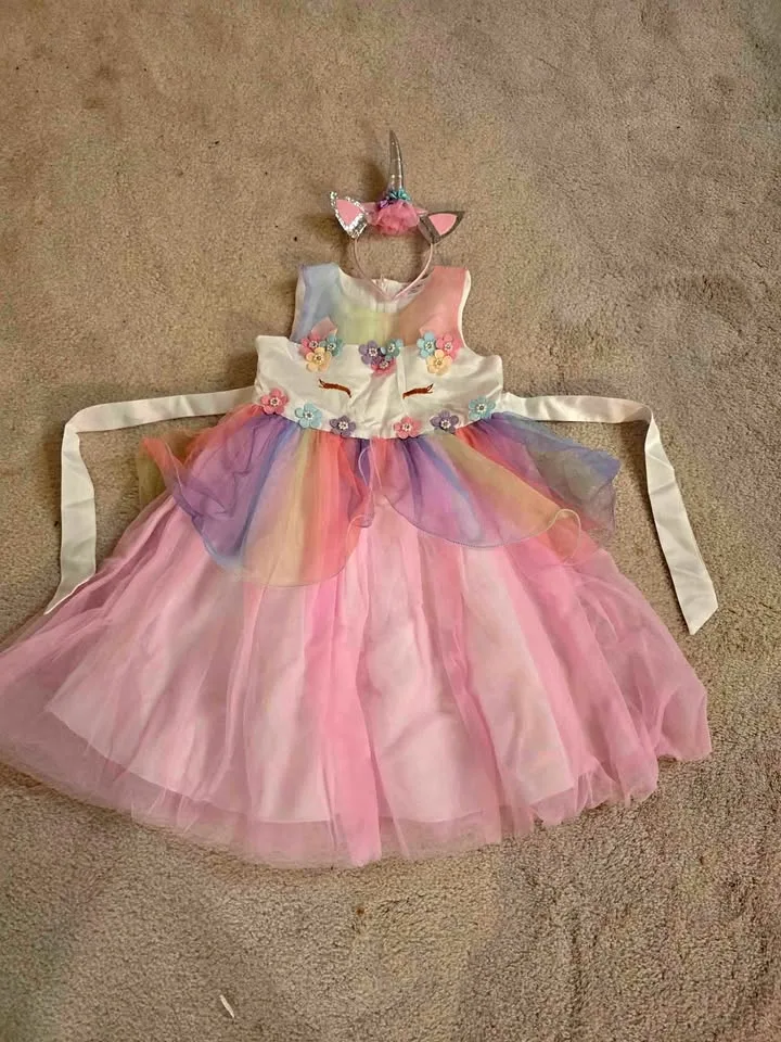 🦄 Halloween 🌈 Brand New Size 5–6 Unicorn Dress Costume thumbnail