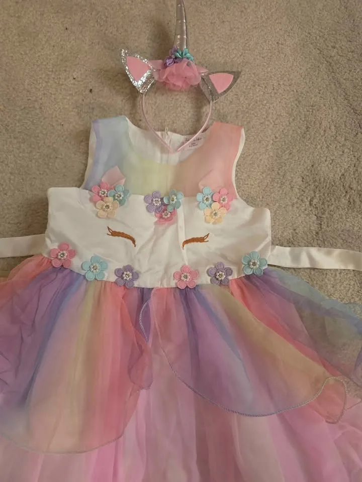 🦄 Halloween 🌈 Brand New Size 5–6 Unicorn Dress Costume image indicator(2)