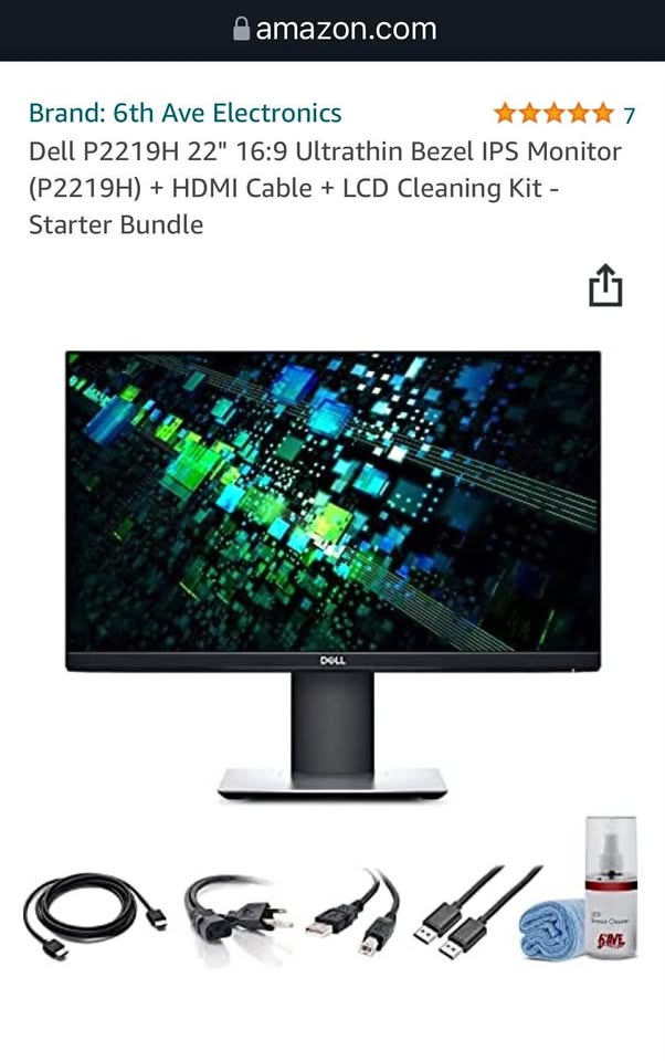 Dell P2219H 22" 16:9 Ultrathin Bezel IPS Monitor (P2219H)