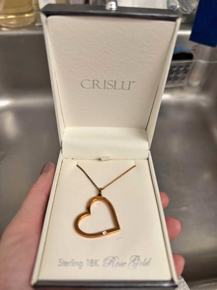 Crislu Sterling 18K Rose Gold Heart Necklace