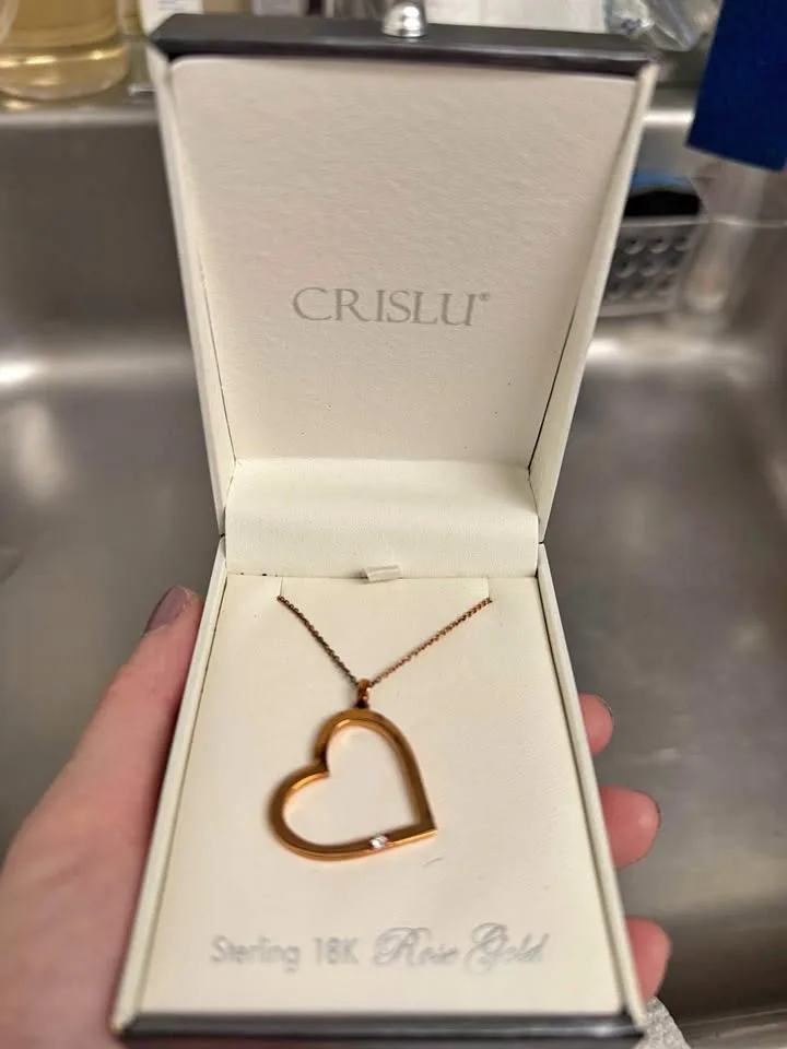 Crislu Sterling 18K Rose Gold Heart Necklace