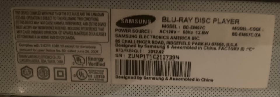 Samsung Blu Ray Player with Remote Contol - photo 2