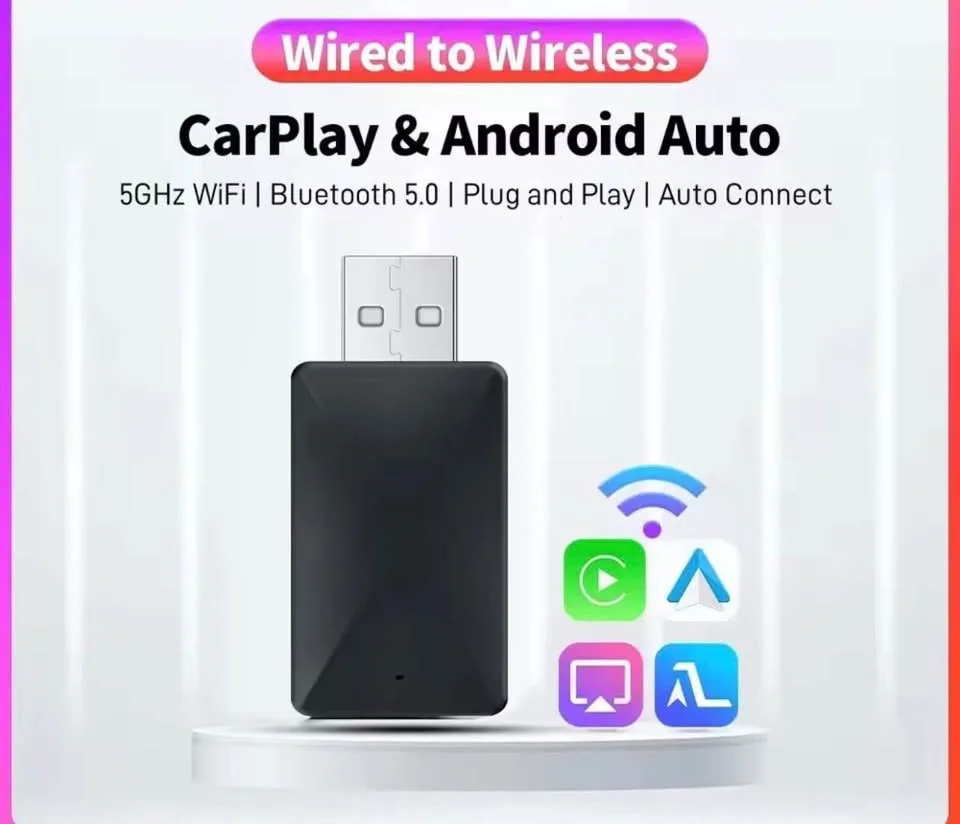 Wireless Carplay Adapter Android Auto Wireless Smart Dongle 2in1 image indicator(2)