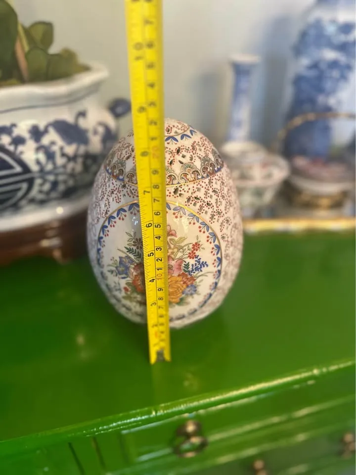 VTG Chinese Porcelain Openwork Egg image indicator(7)
