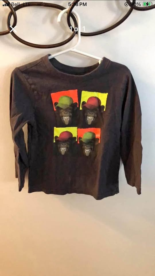 Boys Long Sleeve Shirt Monkeys (Childrens Place) - Size 4T