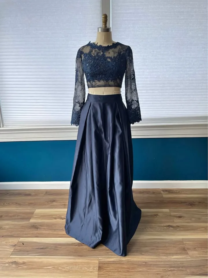 2 piece navy blue dress