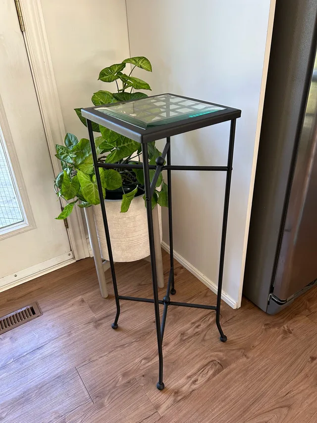 Black Plant Stand with Glass Top thumbnail