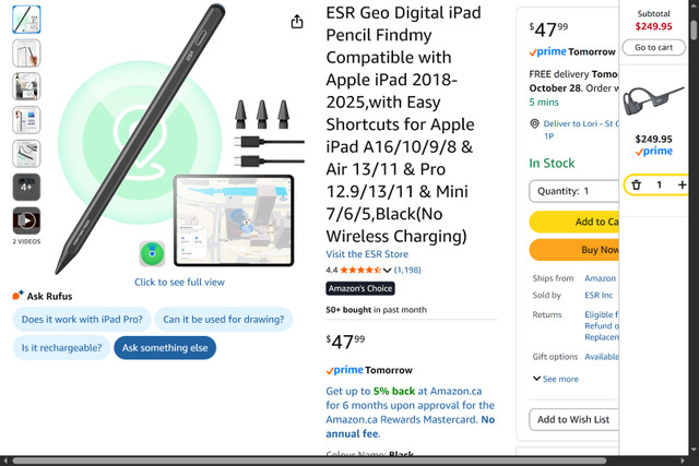 ESR Geo Digital iPad Pencil Findmy Compatibe for ipads