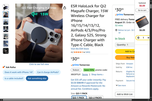 ESR Qi2 mini wireless charger