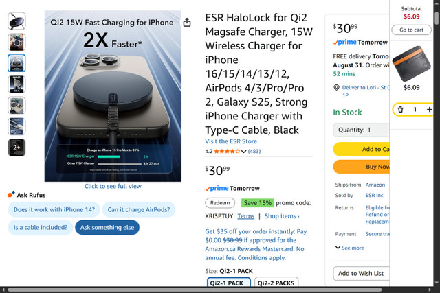 ESR Qi2 mini wireless charger - photo 2