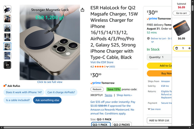 ESR Qi2 mini wireless charger - photo 3