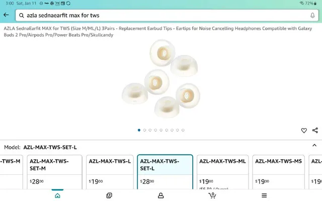 AZLA SednaEarfit MAX for TWS (Size M/ML/L) 3Pairs thumbnail