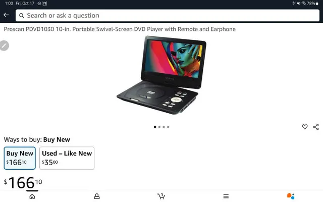 Proscan 10-in. Portable Swivel-Screen DVD Player thumbnail