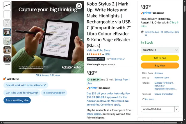 Kobo Stylus 2 Compatible with 7" Libra Colour eReader image indicator(2)