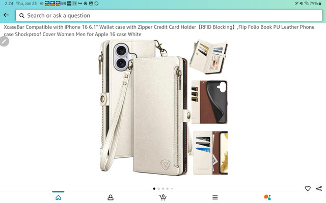 XcaseBar wallet case for iPhone 16 6.1" RFID blocking