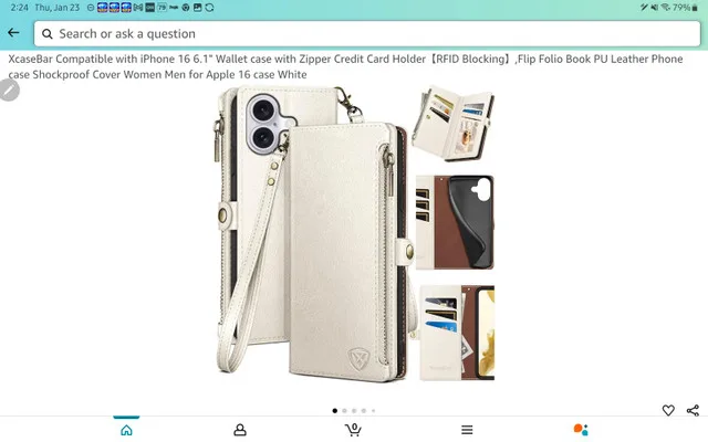 XcaseBar wallet case for iPhone 16 6.1" RFID blocking thumbnail