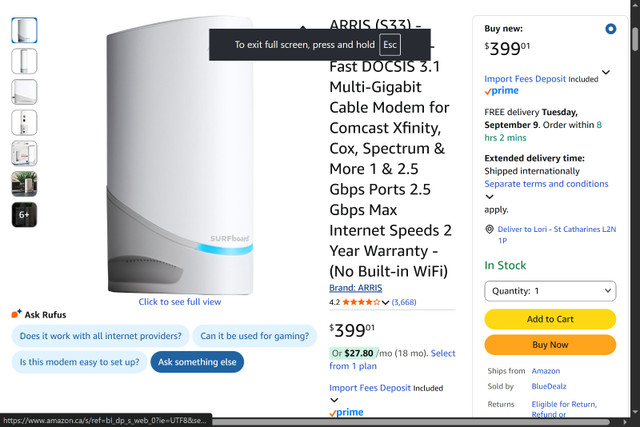 ARRIS - Cable Modem - Fast DOCSIS 3.1 Multi-Gigabit