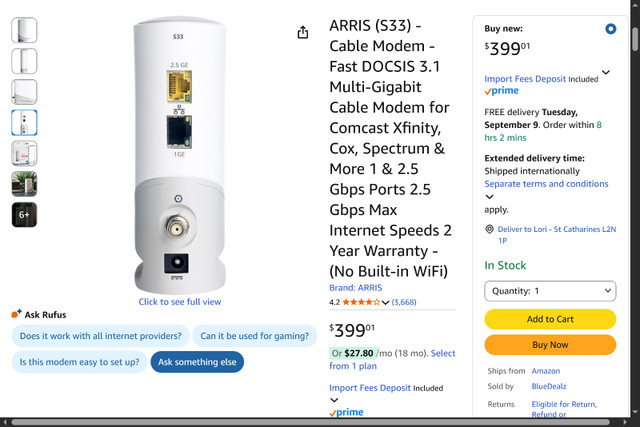 ARRIS - Cable Modem - Fast DOCSIS 3.1 Multi-Gigabit - photo 2