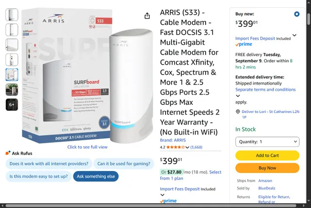 ARRIS - Cable Modem - Fast DOCSIS 3.1 Multi-Gigabit image indicator(3)