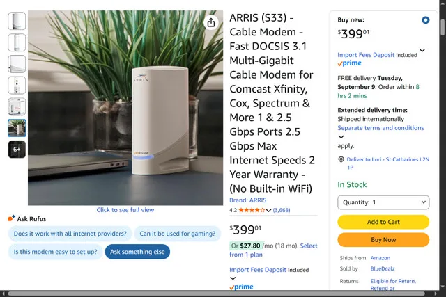 ARRIS - Cable Modem - Fast DOCSIS 3.1 Multi-Gigabit image indicator(4)