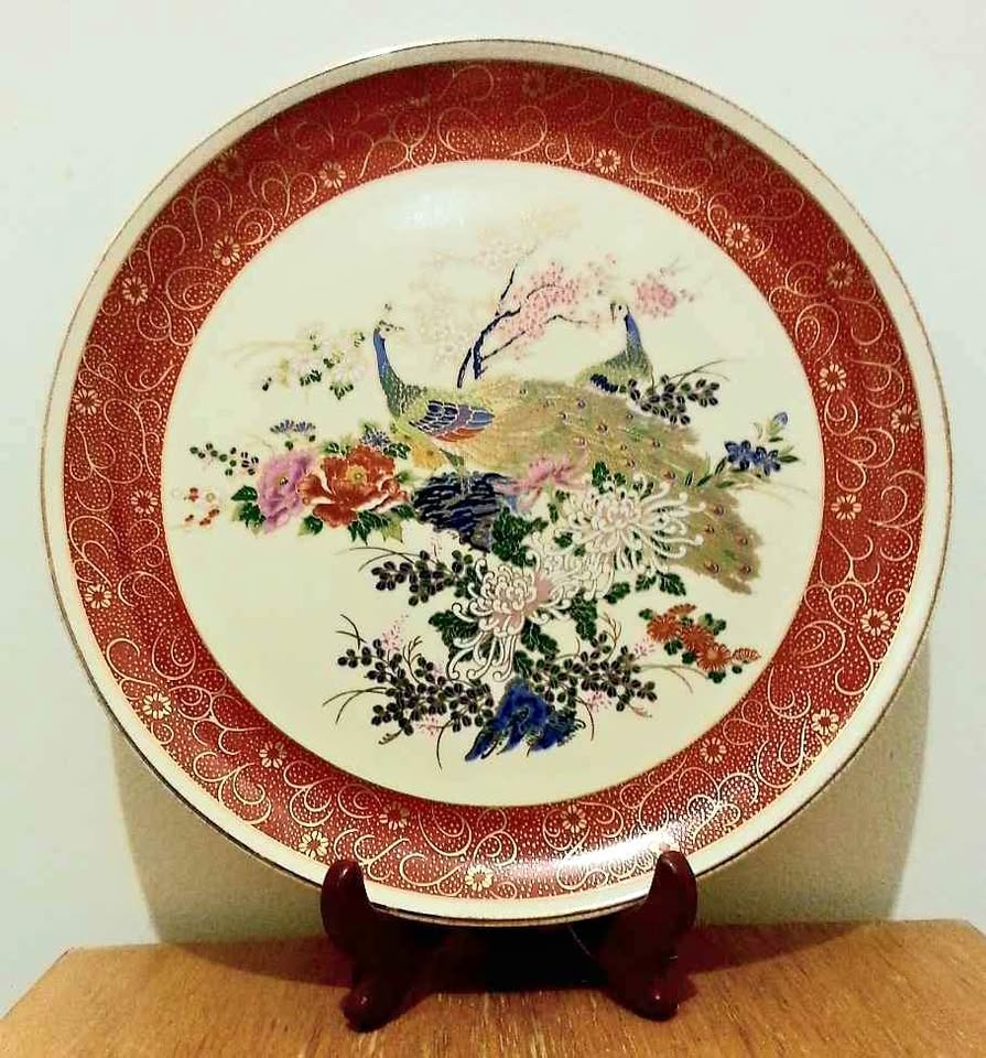 Hand Decorated Satsuma Peacock Plate