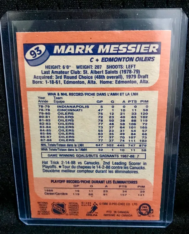 O-Pee-Chee Mark Messier Card Edmonton Oilers NHL image indicator(2)