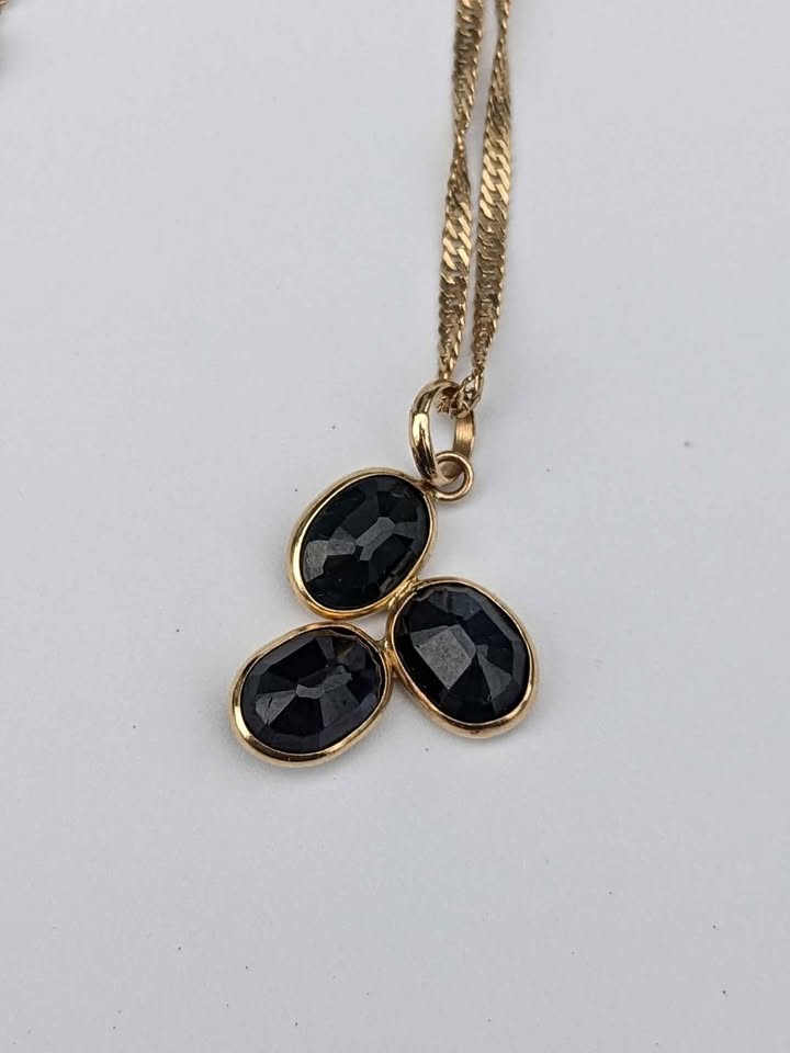 10k Gold Necklace Natural Sapphire 3 Carat Pendant