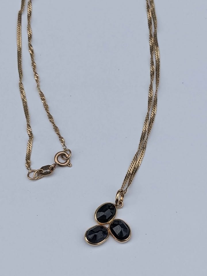 10k Gold Necklace Natural Sapphire 3 Carat Pendant - photo 4