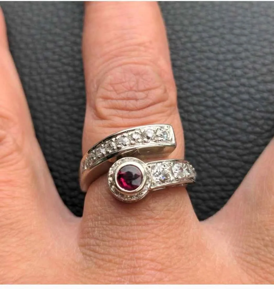Antique 1920s Diamond Ruby Ring 14k Gold $8635 Gatsby image indicator(7)