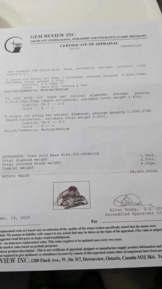 Antique 1920s Diamond Ruby Ring 14k Gold $8635 Gatsby image indicator(8)