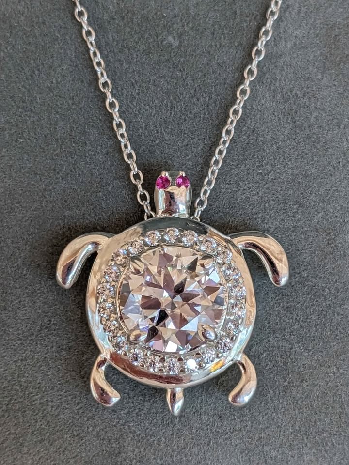 Moissanite 3.5 carat Turtle Necklace Sterling Silver New - photo 2