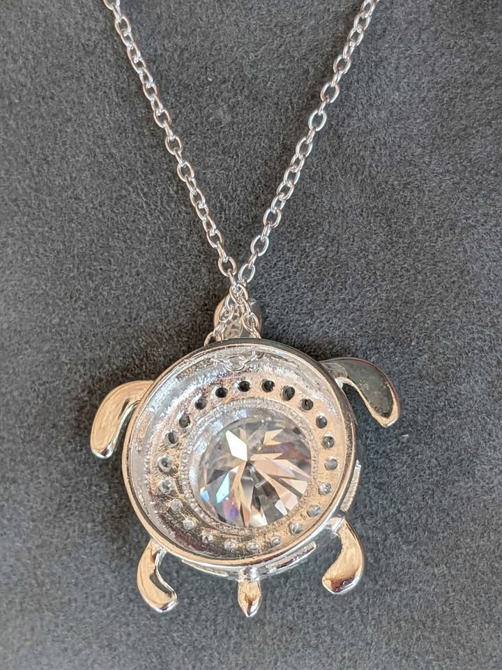 Moissanite 3.5 carat Turtle Necklace Sterling Silver New - photo 4
