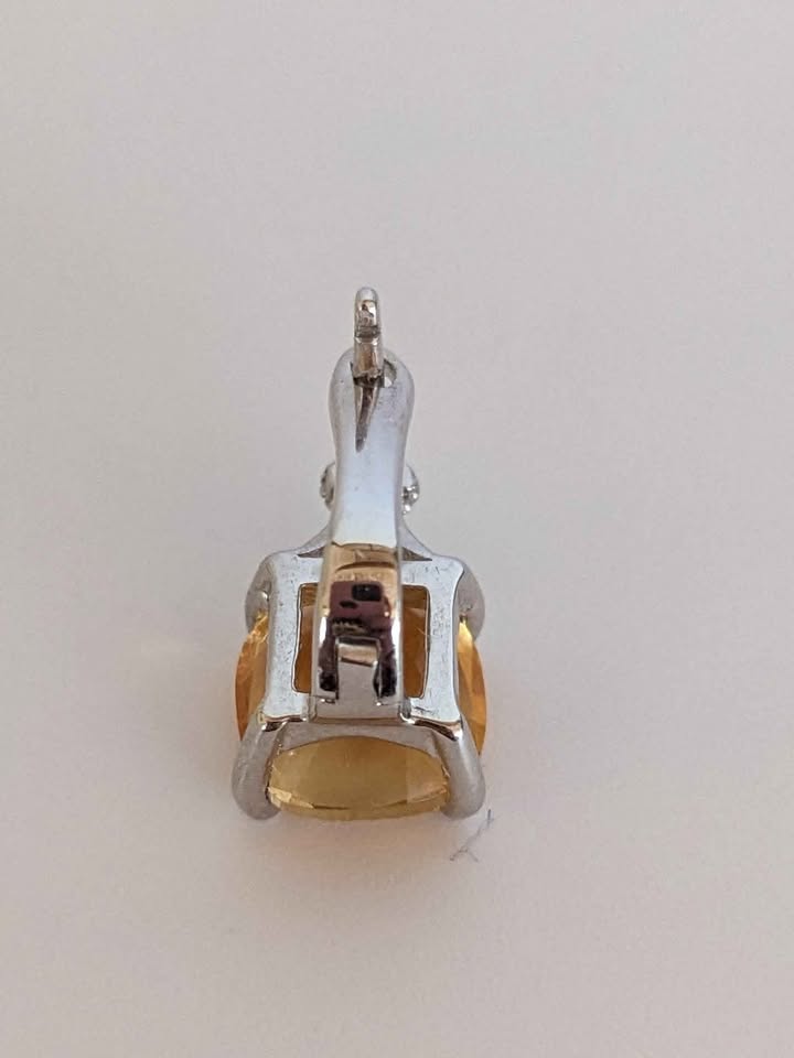 925 Sterling Silver Citrine Earrings 9mm Stamped Cushion - photo 5