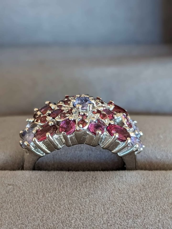 925 Sterling Silver Ring Tanzanite Rhodolite Size 8 New - photo 2