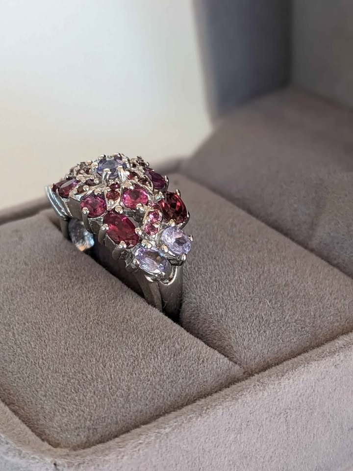 925 Sterling Silver Ring Tanzanite Rhodolite Size 8 New - photo 3