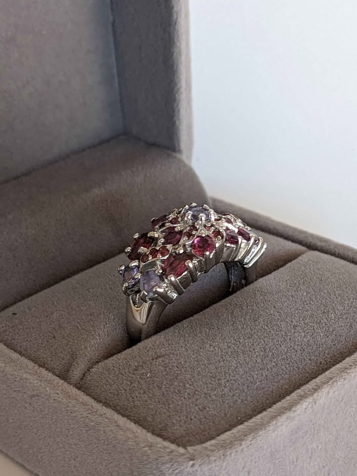 925 Sterling Silver Ring Tanzanite Rhodolite Size 8 New - photo 4