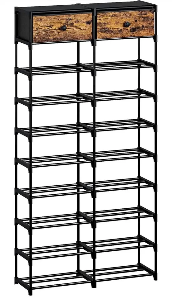 (New) 10 Tier Shoe Rack Organizer with 2 Large Drawers thumbnail