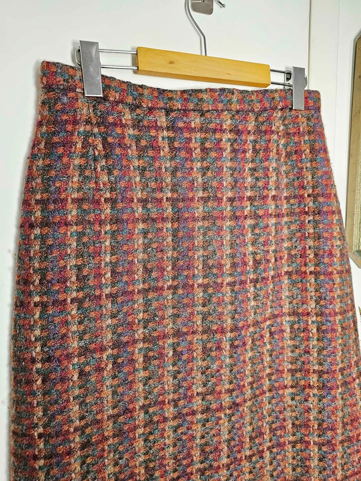 Vintage Shetland Wool Colorful Warm Pencil Skirt - photo 2