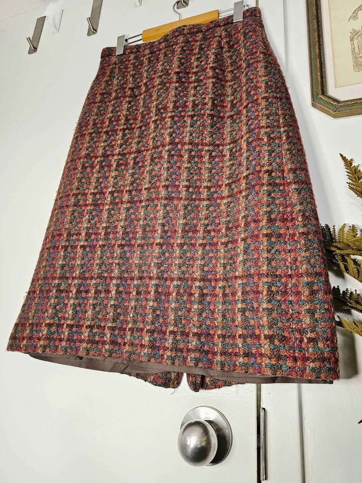Vintage Shetland Wool Colorful Warm Pencil Skirt - photo 4