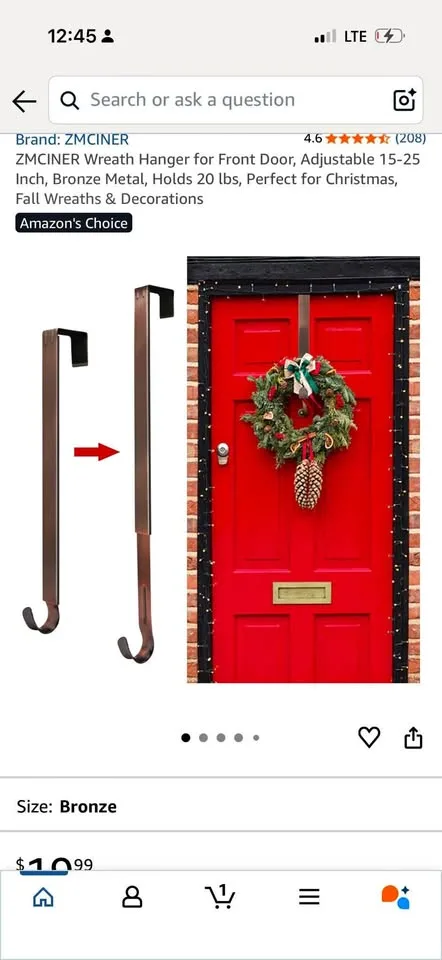 Wreath hanger for front door thumbnail