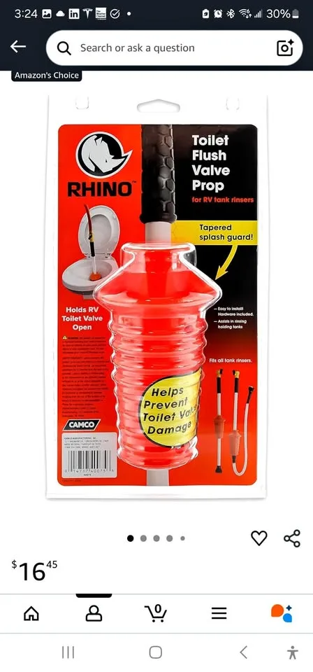 Camco 40075 Rhino Toilet Flush Valve Prop