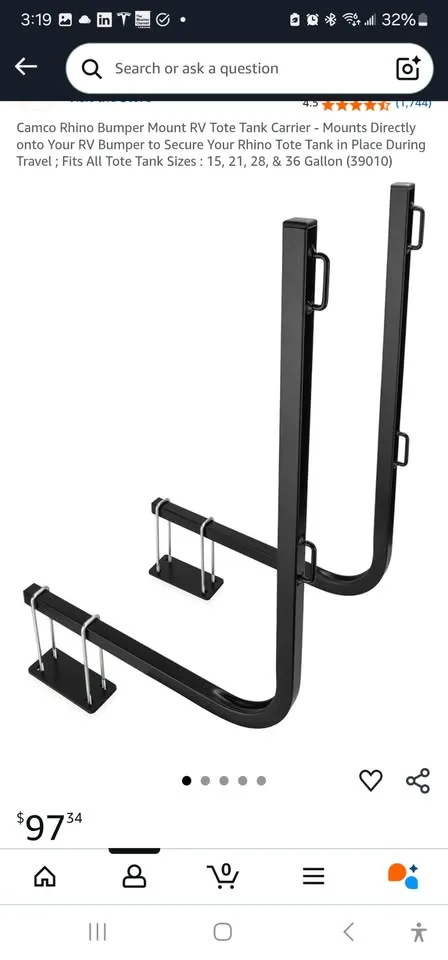 Camco Rhino Bumper Mount RV Tote Tank Carrier image indicator(2)