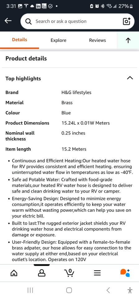 H&G Lifestyles 50ft Heated Water Hose for RV - photo 2